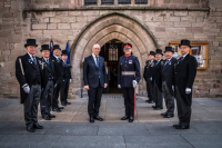 First Minister John Swinney, Lord Lieutenant Stephen Leckie and their Guard of Honour VE80 Service 11 May 2025